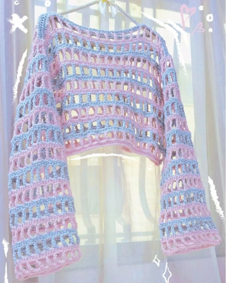 ✨️Introducing the Cotton candy breeze mesh top ✨️ Stay effortlessly chic with this airy , handmade top in dreamy pastel hues 🩷 #JayCrochet #handmade #cottoncandyvibes #pastel #pink